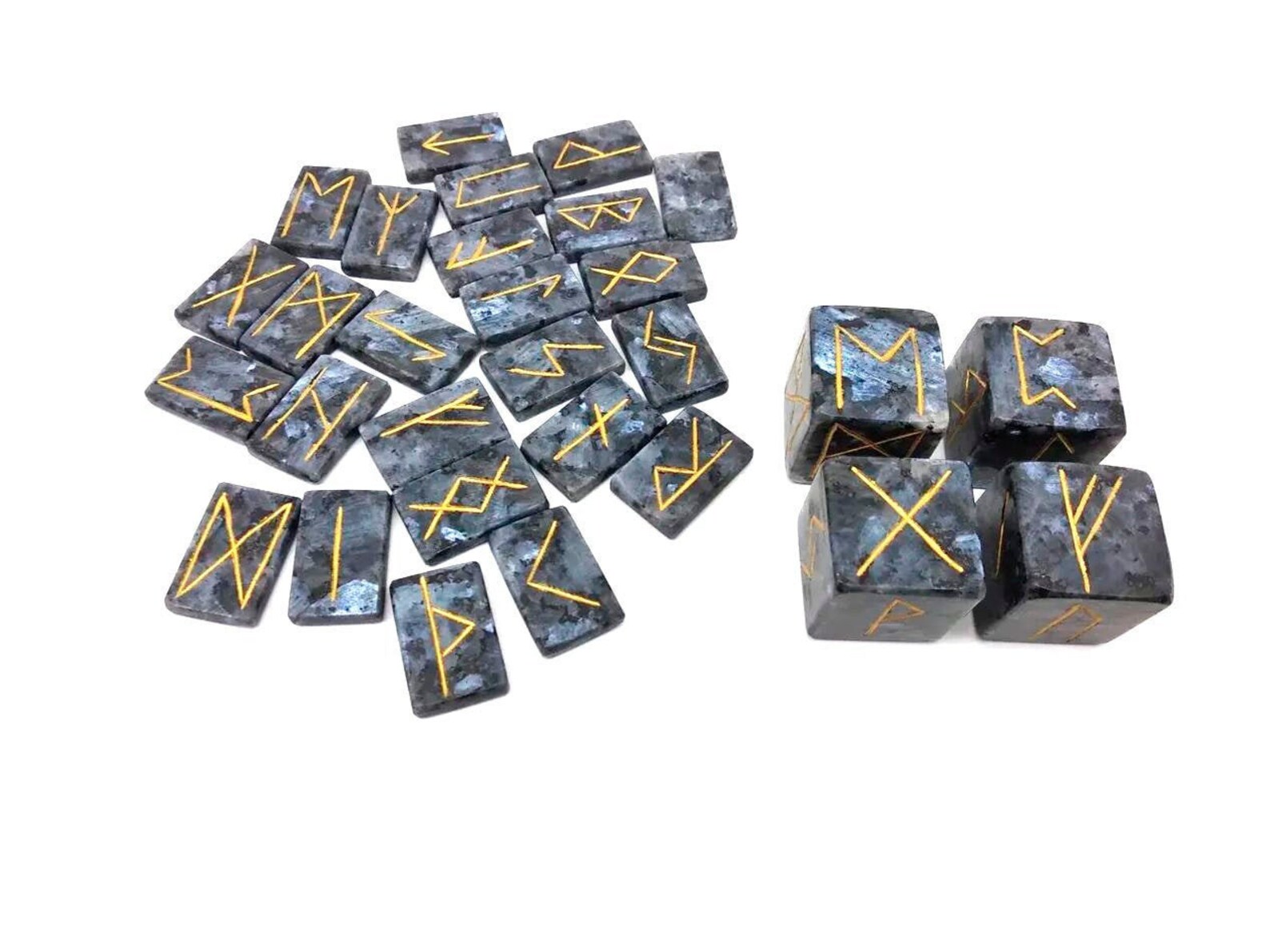 Viking Set of Runes and Cubes From Norwegian Labradorite With Etsy