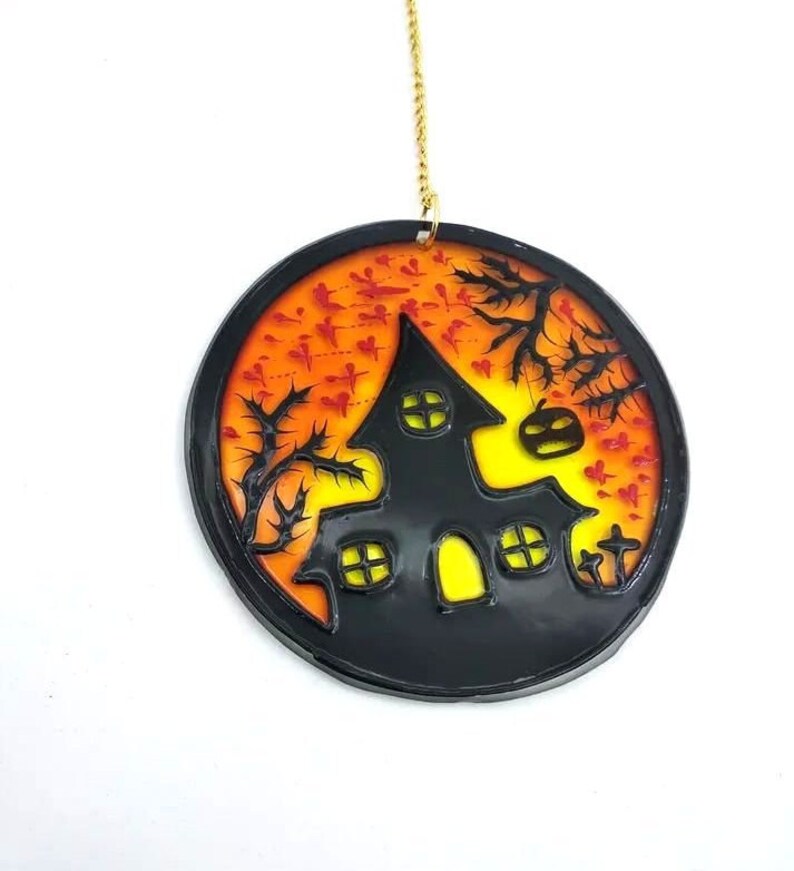 HALLOWEEN stained glass suncatcher Halloween party decoration Etsy