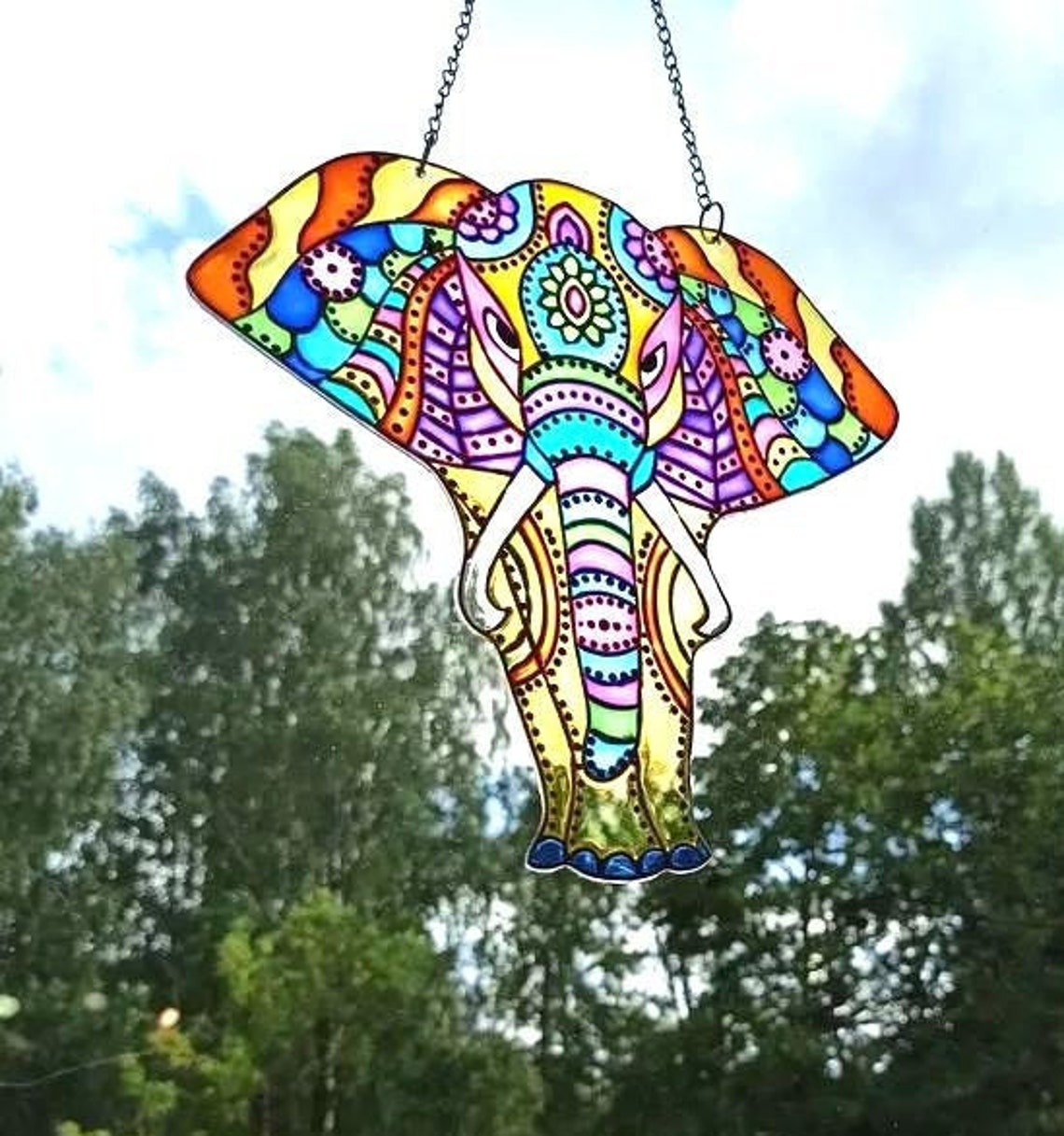 Elephant suncatcher Elephant window hanging ornament Animal Etsy
