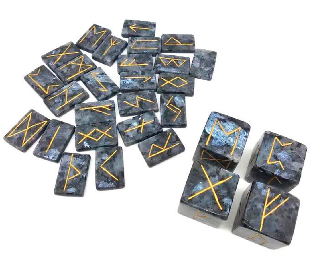 Viking Set of Runes and Cubes From Norwegian Labradorite With Etsy
