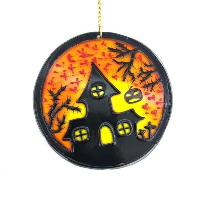 HALLOWEEN stained glass suncatcher Halloween party decoration Etsy