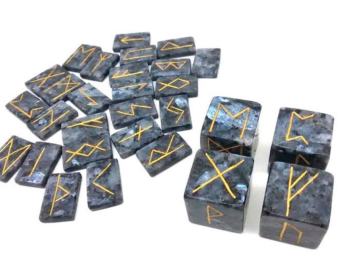 Viking Set of Runes and Cubes From Norwegian Labradorite With Etsy
