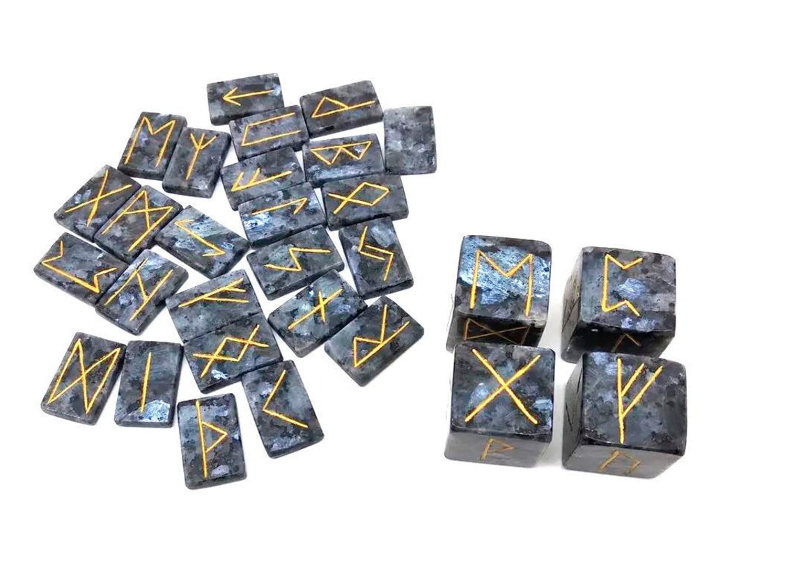 Viking Set of Runes and Cubes From Norwegian Labradorite With Etsy