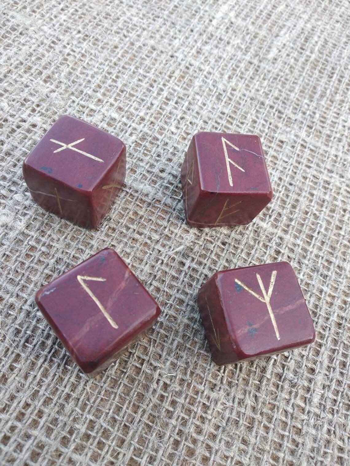 Unusual red jasper rune set Stone rune cubes for divination Etsy