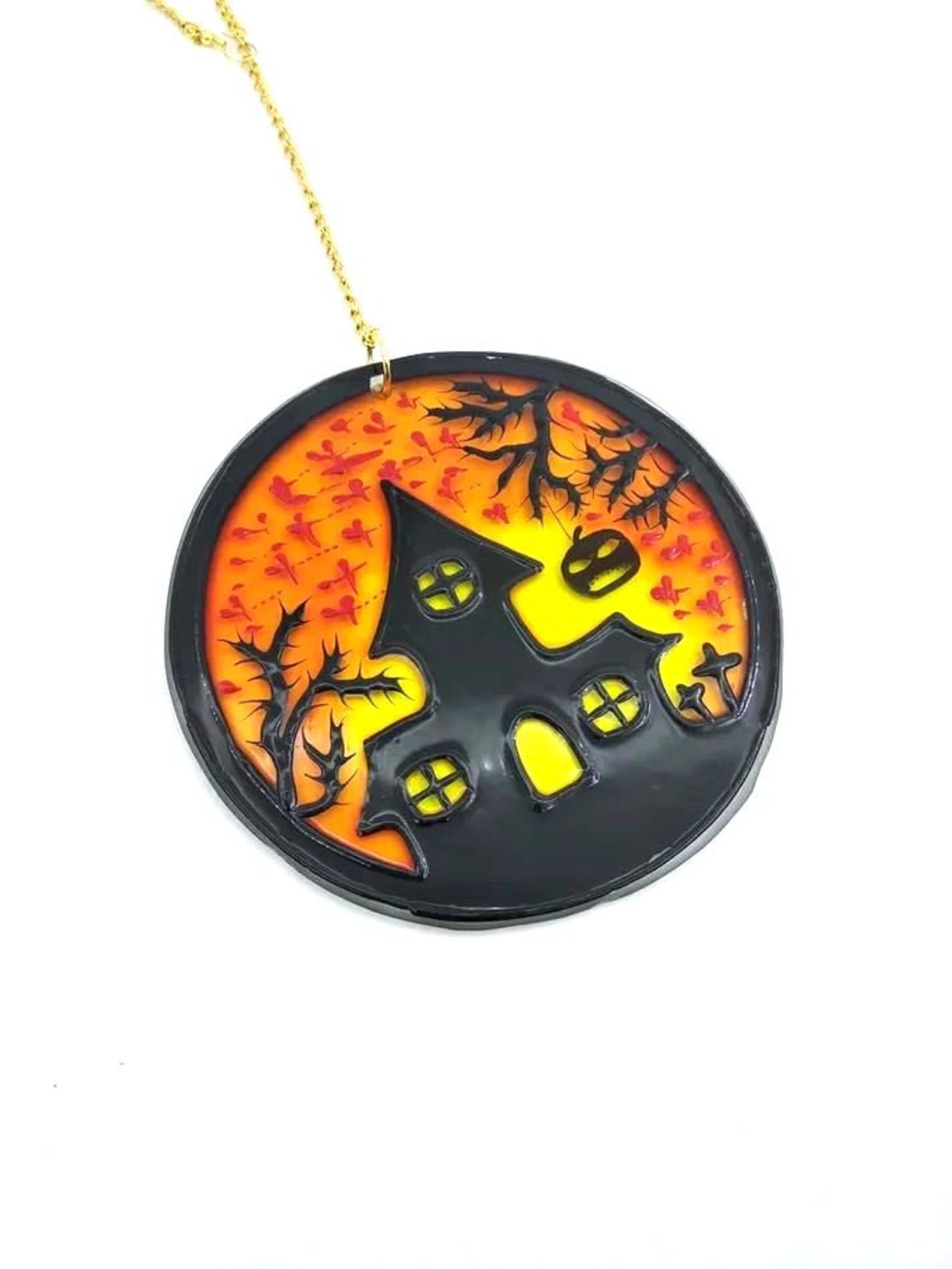 HALLOWEEN stained glass suncatcher Halloween party decoration Etsy