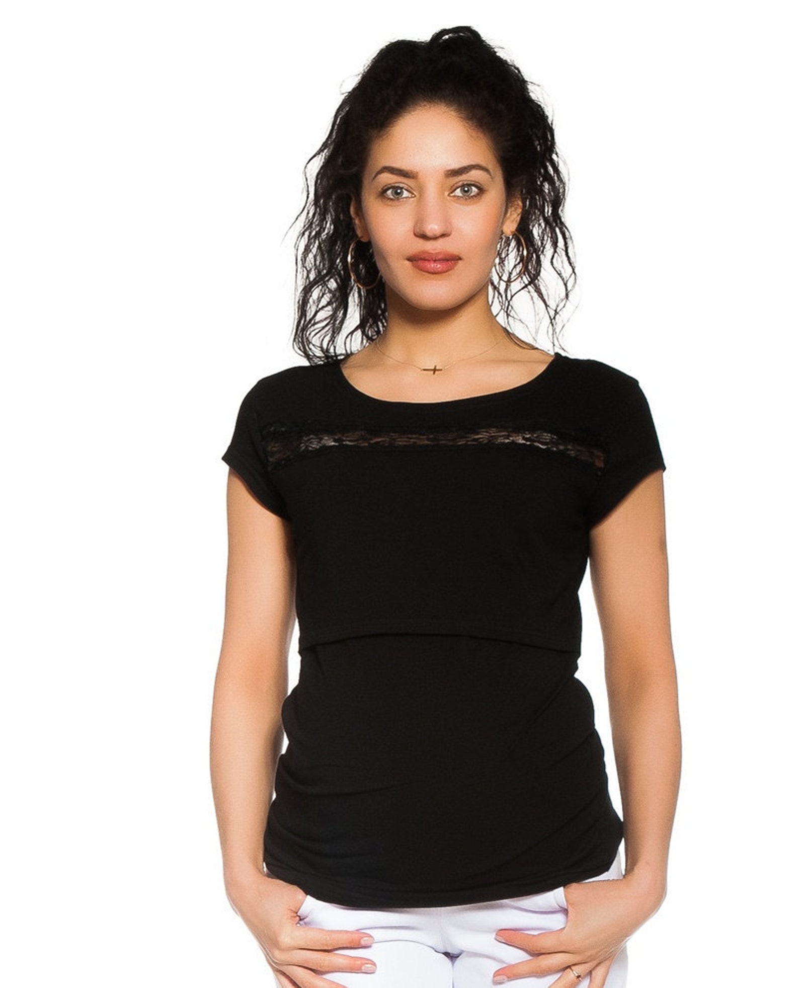 Maternity and Nursing Tshirt With Elegant Lace Blouse Etsy