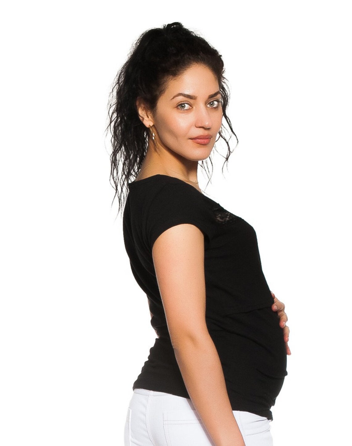 Maternity and Nursing Tshirt With Elegant Lace Blouse Etsy