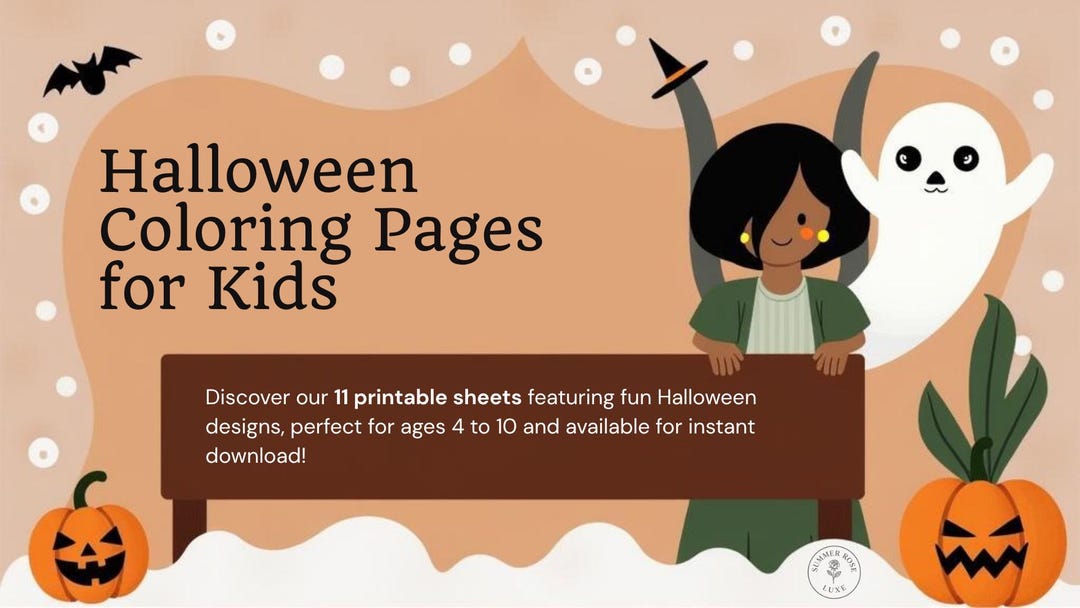 Halloween Coloring Pages for Kids: 11 Printable Sheets (PDF) - Etsy
