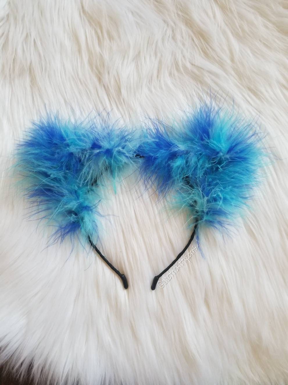 Blue Fluffy Cat Ears Headband Blue Cat Ears Cheshire Cat Etsy