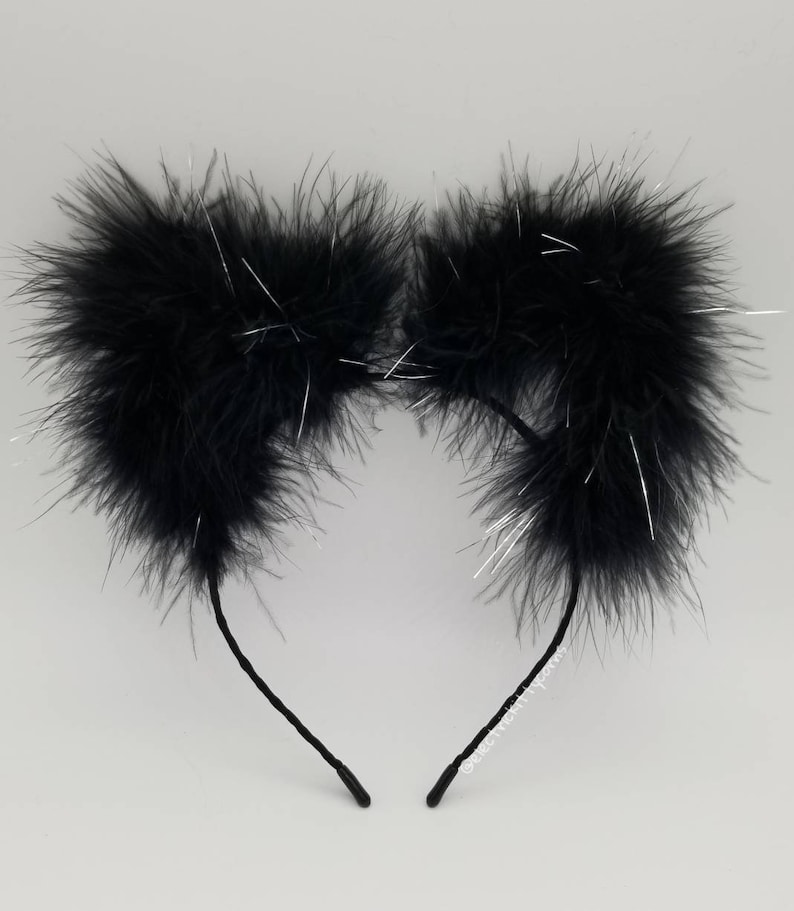 Black Fluffy Cat Ears Electric Kittycorn Wednesday Fluffs Etsy