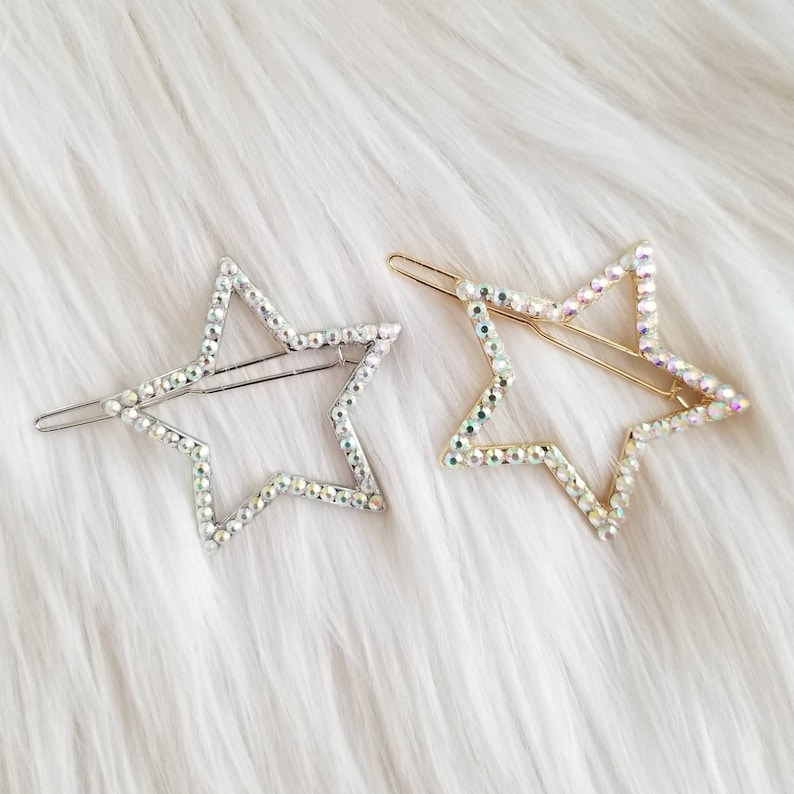 Star Hair Clips Hollywood Star Hair Clip Studded Rhinestone Etsy