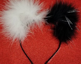 Oreilles duveteuses Cruella, peluches électriques bifaces Kittycorn, oreilles de chaton duveteuses Mix n Match, accessoires de festival, oreilles de chat rave party