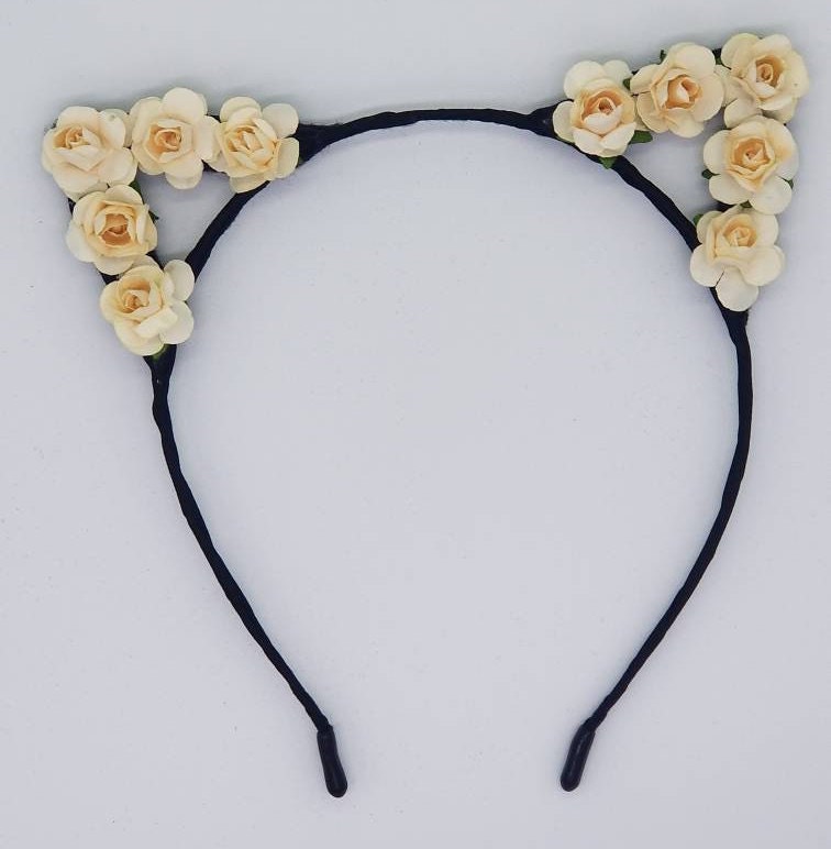 PURPLE floral headband w/ kitty ears NWT Flower Cat Ears Headband, Rose Cat Ears, Pink Flower Cat  main image 3