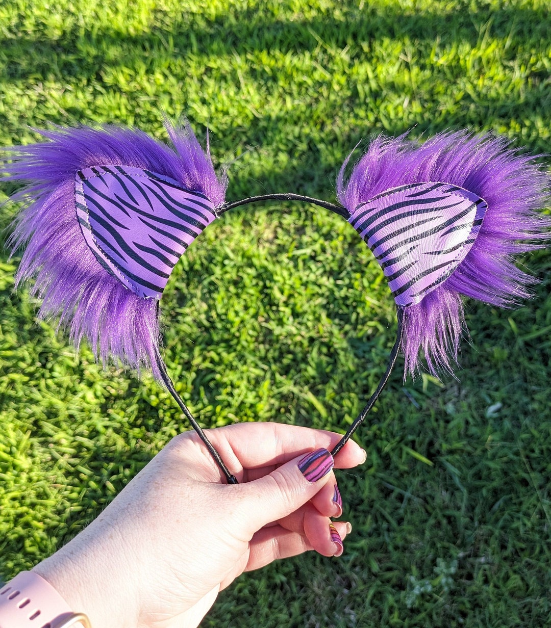 Purple Zebra Ears Purple Zebra Print Cat Ears Zebra Costume Etsy