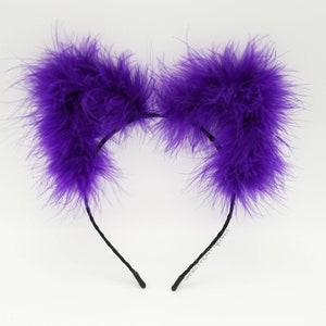 Purple Fluffy Cat Ears, Electric Kittycorn Bewitched Fluffs, Purple Halloween Cat Ears Headband