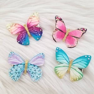 Assorted Studded Butterfly Hairclips, Butterfly Clips Set of 4, Festival Hair Accessories, Hair Jewelry, Hand-embellished Butterfly Clips