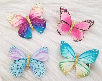 Assorted Studded Butterfly Hairclips, Butterfly Clips Set of 4, Festival Hair Accessories, Hair Jewelry, Hand-embellished Butterfly Clips