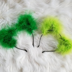 Neon Green Cat Ears, Shamrock Green Cat Ears, Green Fluffy Cat Ears Headband, Green Fluffy Kitty Ears image 1
