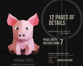 Download 3d Papercraft Pig Etsy
