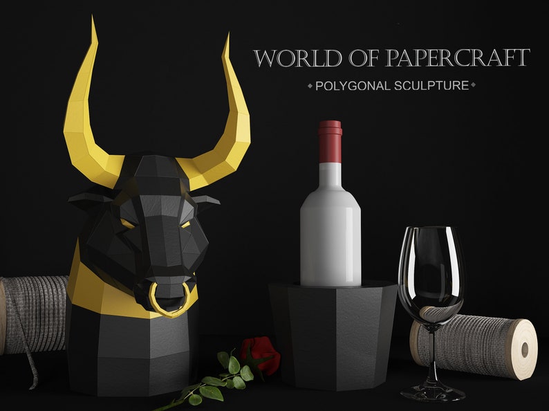 Gift Box For Wine PDF Template,DIY Handmade Pepakura Bull Pepakura Papercraft Bull Home Gift Box Paper Sculpture