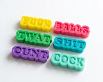 Pack of 6 funny swear word wax melts-rude gag gift-offensive present