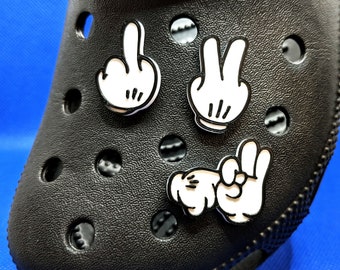 Mouse Rude Gesture funny clog Charm bundle x3-shoe pin-adult shoe jewellery