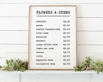 Spring Flowers and Stems - Rustic, Farmhouse, Handmade and Hand Painted Seasonal Wood Sign