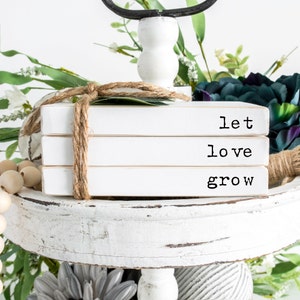 Garden Theme - Rustic MINI Faux Wooden Book Stack - Tiered Tray Books - Handmade Wood Block Books
