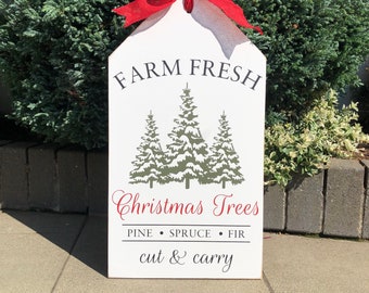Christmas Tree Farm Tag Sign- Rustic, Farmhouse, Handmade and Hand Painted Christmas Wood Sign