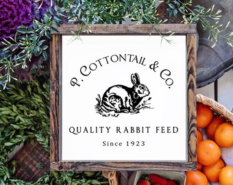 Cottontail & Co. - Spring/Easter Rustic, Farmhouse, Handmade and Hand Painted, Rabbit Wood Sign