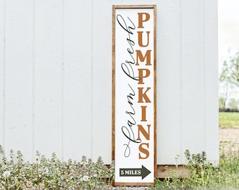 Farm Fresh Pumpkins - Rustic, Farmhouse, Handmade and Hand Painted Wooden Autumn/Fall Porch Sign