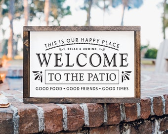 Handmade Wooden Welcome to the Patio Sign: Rustic Garden Decor