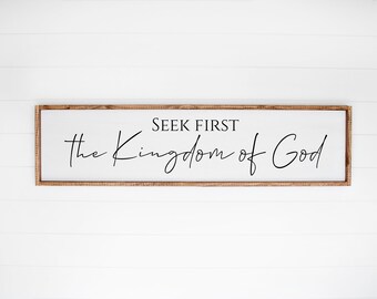 Matthew 6:33 Scripture Wood Sign - Rustic Farmhouse Decor
