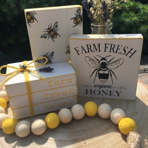 Handmade Mini Farm Fresh Honey Tiered Tray Decor Set image 1
