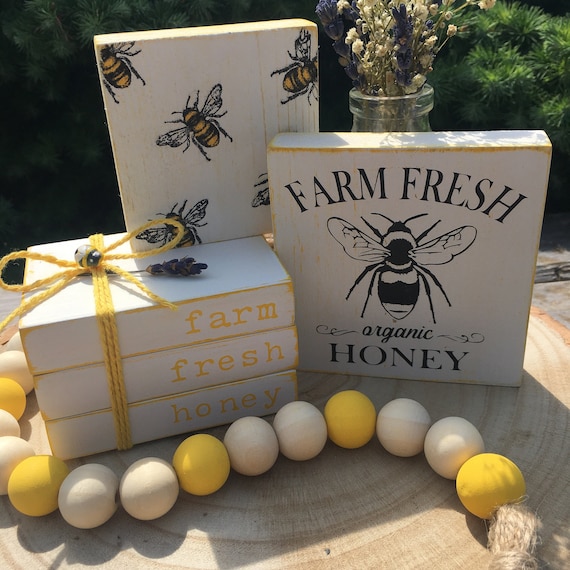 Handmade Mini Farm Fresh Honey Tiered Tray Decor Set