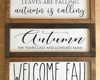 READY TO SHIP - Autumn Shelf Sitter Signs - Rustic, Farmhouse, Handmade and Hand Painted Wood Signs