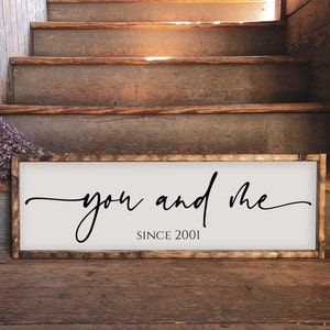 You and Me - Personalised - Rustic, Farmhouse, Handmade and Hand Painted Wood Sign