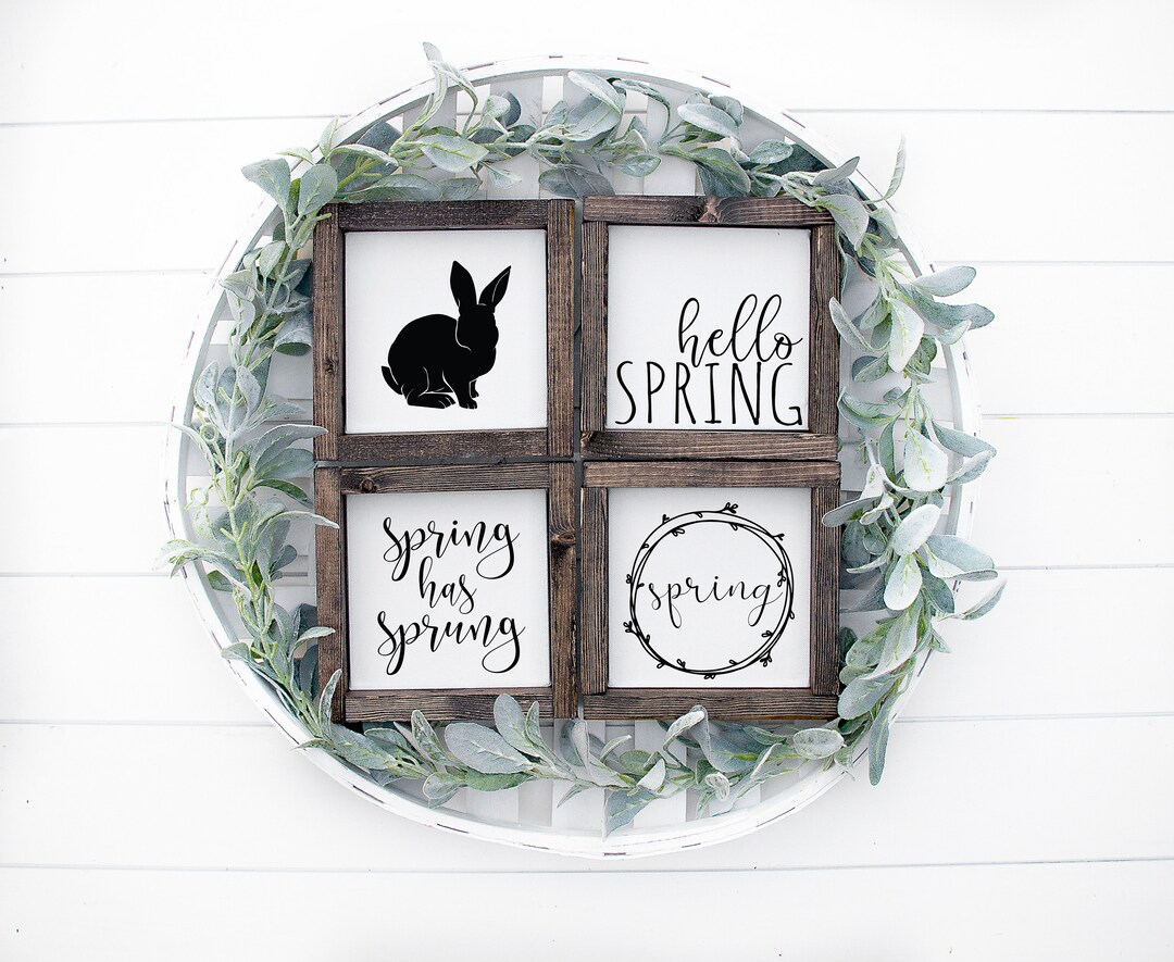Spring Mini 6" X 6" , Rustic, Farmhouse, Handmade and Hand Painted Wood ...