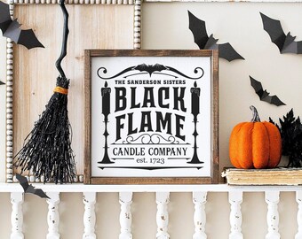 Black Flame Candle Co. Wood Sign - Rustic Hocus Pocus Halloween Decor