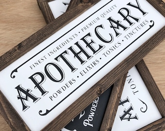 Ready to Ship - Apothecary Shelf Sitter Signs - Rustic, Farmhouse, Handmade and Hand Painted Wood Signs