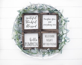 Autumn Mini 6" x 6" , Rustic, Farmhouse, Handmade and Hand Painted Wood Signs