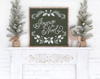Joyeux Noel- Rustic, Farmhouse, Handmade and Hand Painted Christmas Wood Sign
