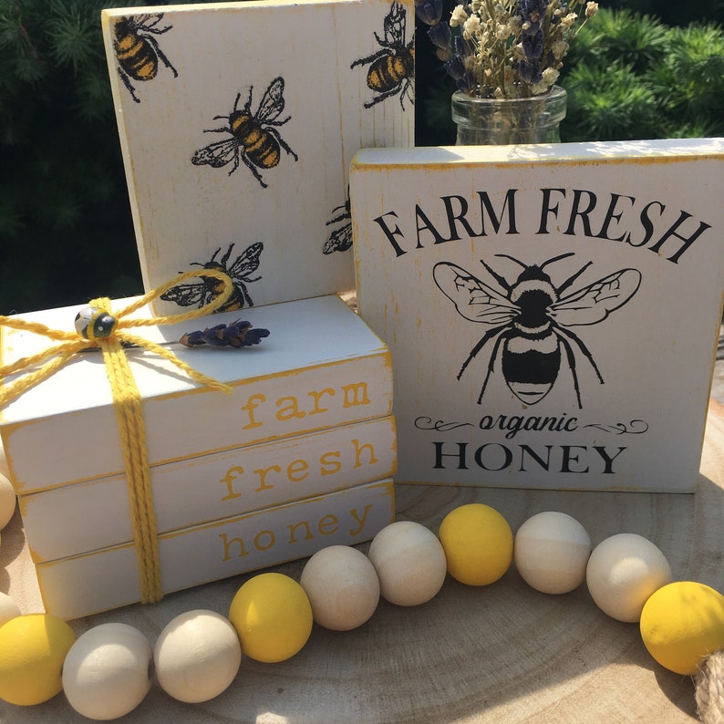 Handmade Mini Farm Fresh Honey Tiered Tray Decor Set image 2