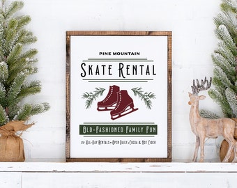 Skate Rental- Rustic, Farmhouse, Handmade and Hand Painted Wood Winter / Christmas Sign