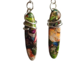 Rainbow Jasper Pair Stone A5232 Gemstone Jewelry Set Handmade Bead Making Handmade Artificial Accessories Setting for Earring