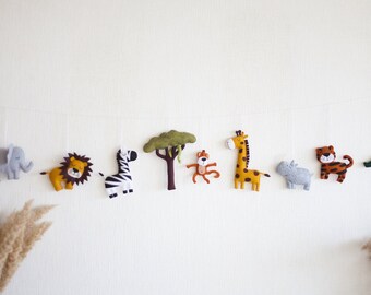 Safari animal garlands, Safari nursery wall decor, Jungle nursery decor, Safari garlands lion, tiger, giraffe, elephant, Wild animal garland