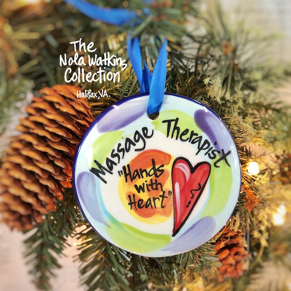 Massage Therapist Gift | Personalized Handpainted Ornament with Gift Box | Massage Therapy Ornament | Whimsical Christmas Ornaments