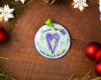 Social Worker Gift | Social Work Ornament | Handpainted Ornament Personalized with Gift Box | Psychology Gift | Family Therapist