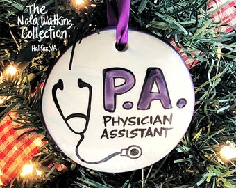 Physicians Assistant Pa Ornament Handpainted Unique Gift Personalized With Box