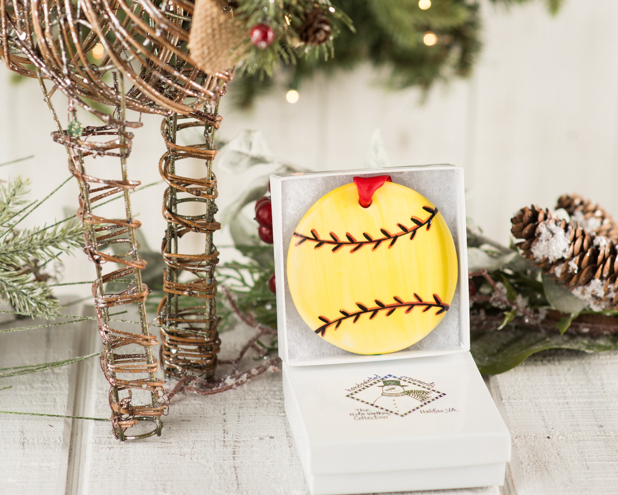 Softball Ornament Personalized Handpainted Ornament with Gift Etsy